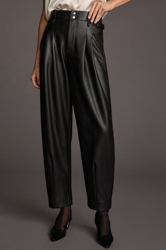 Maeve Faux Leather Taper Pleated Pants #2