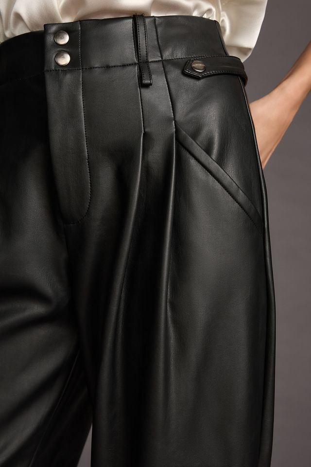 Maeve Faux Leather Taper Pleated Pants #5