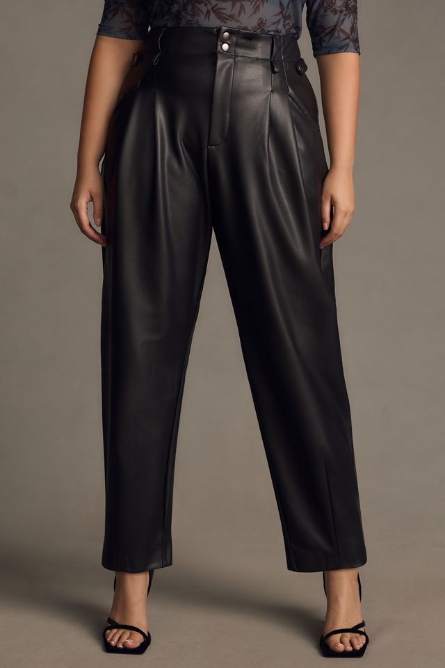 Maeve Faux Leather Taper Pleated Pants #7