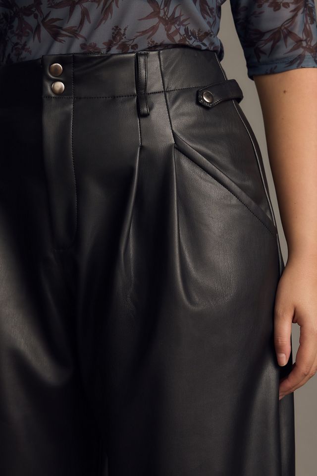 Maeve Faux Leather Taper Pleated Pants #8