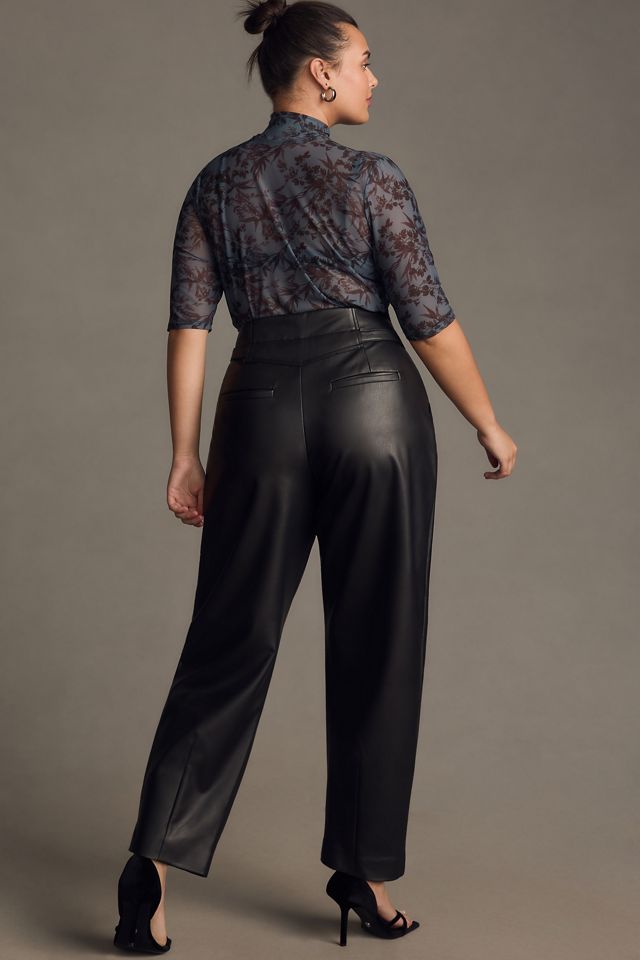 Maeve Faux Leather Taper Pleated Pants #9