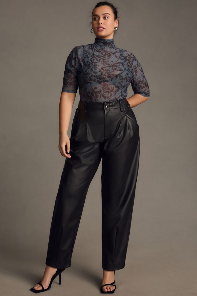 Maeve Faux Leather Taper Pleated Pants #6