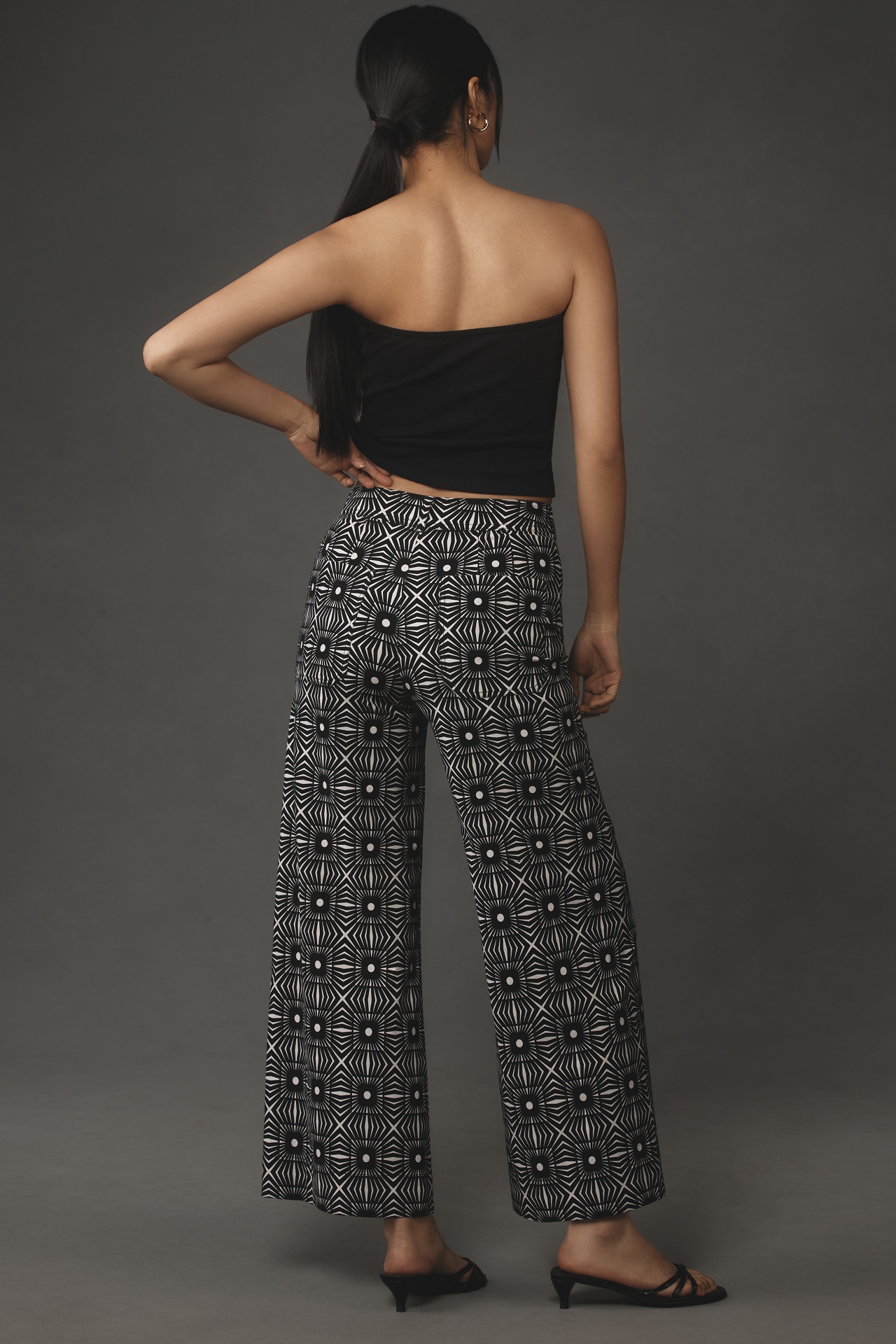 The Ettie High-Rise Crop Wide-Leg Pants by Maeve: Printed Edition