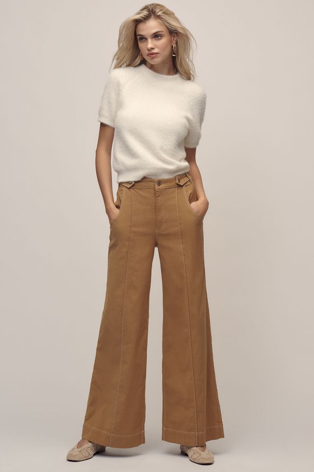 Maeve Linen Cotton Contrast Stitch High-Rise Wide-Leg Pants #2