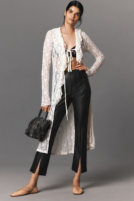 Maeve Split-front Faux-leather Trousers In Black