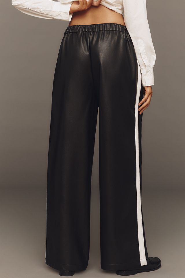 Maeve Faux-Leather Pull-On Track Pants #1