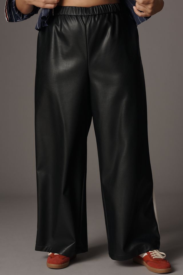 Maeve Faux-Leather Pull-On Track Pants #5