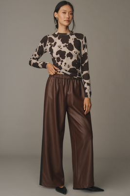 Maeve Faux-Leather Pull-On Track Pants