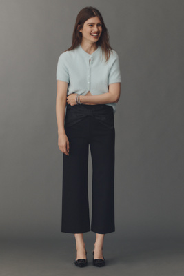 Maeve The Colette Crop Bow-waist Pants By  In Black