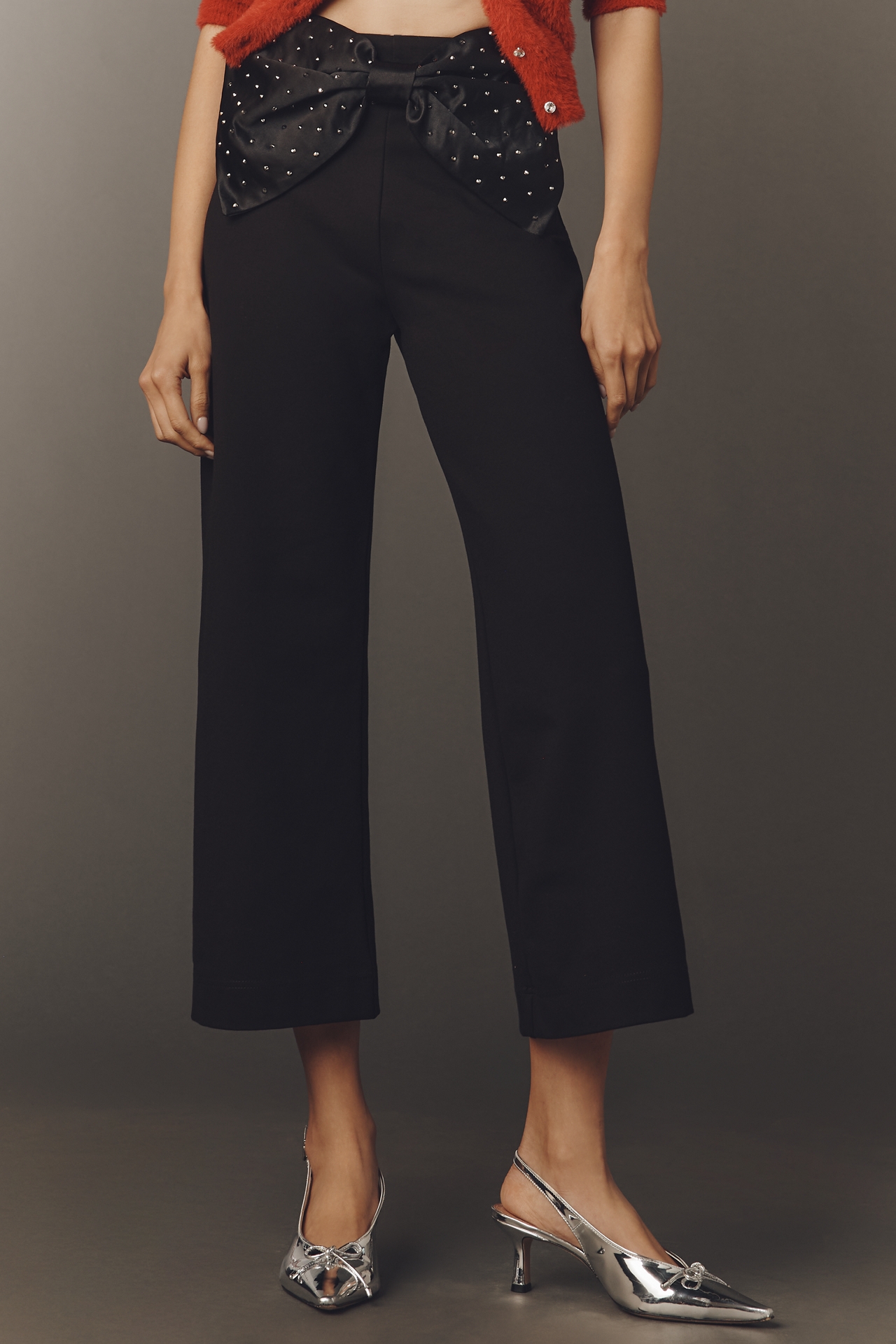 The Colette Crop Bow-Waist Sparkle Pants by Maeve