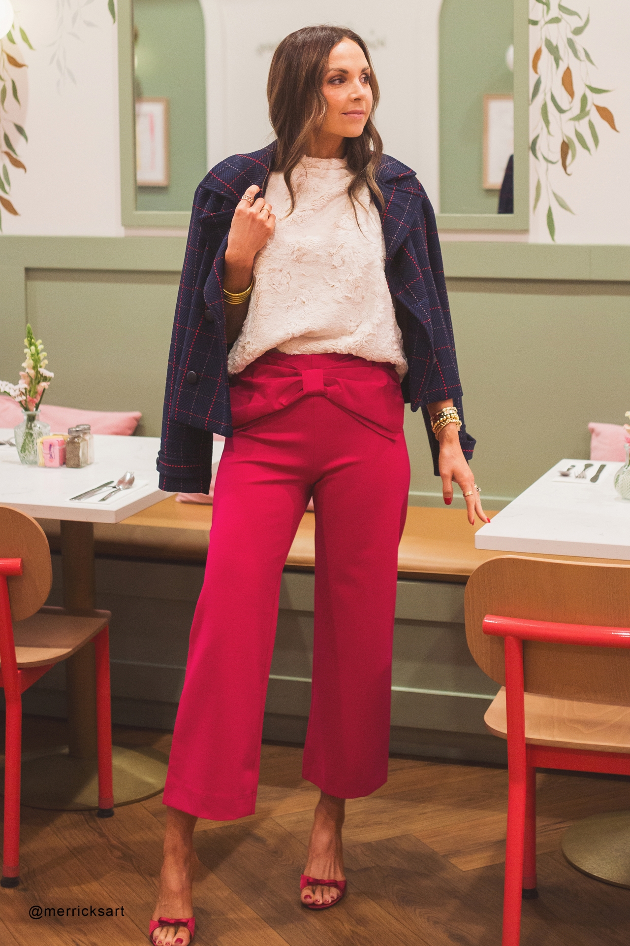 The @merricksart Colette Crop Bow-Waist Pants by Maeve