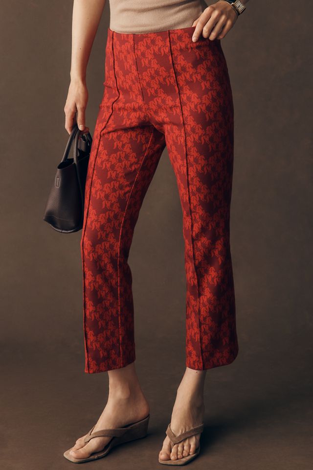 Maeve Poppy Jaquard Straight-Leg Trousers #1