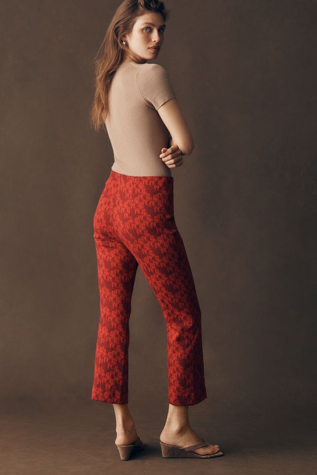 Maeve Poppy Jaquard Straight-Leg Trousers #4