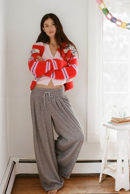 Maeve Houndstooth High-Rise Wide-Leg Trousers