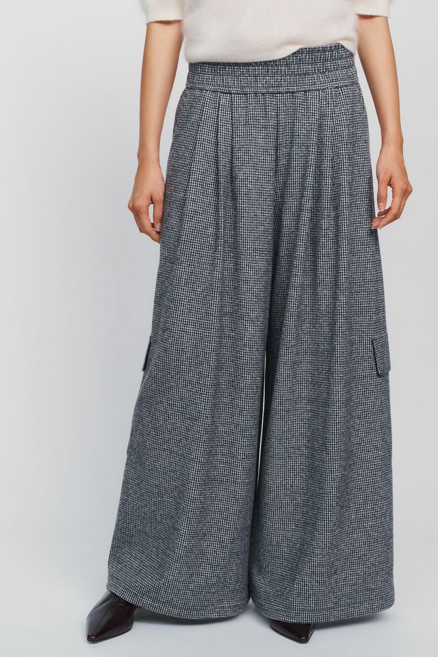 Maeve High Rise Wide Leg Houndstooth Pants #3