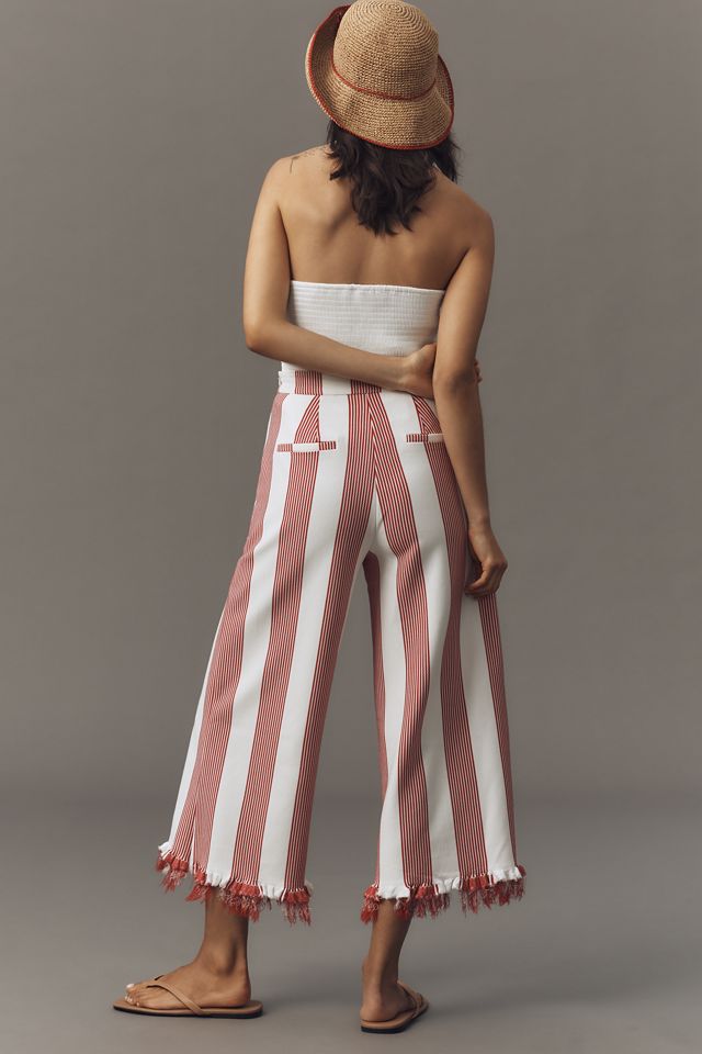 English Factory Stripe Fringe Crop Pants #2