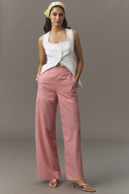 English Factory High-rise Gingham Wide-leg Pants In Pink