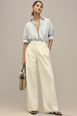 Endless Rose Pleated High-rise Trousers Pants In White