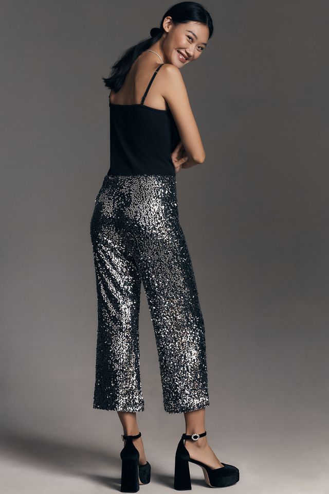 The Colette Cropped Wide-Leg Sequin Pants #8