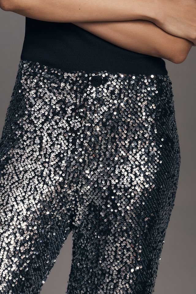 The Colette Cropped Wide-Leg Sequin Pants | Anthropologie