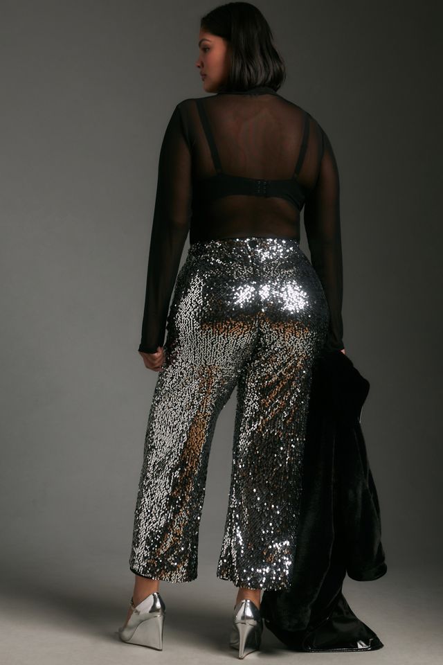 The Colette Cropped Wide-Leg Sequin Pants #3