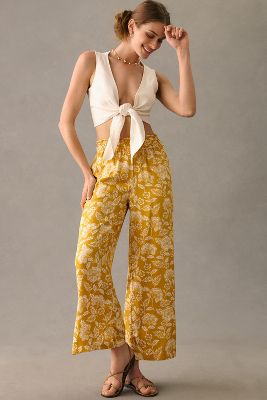 By Anthropologie Wide-leg Pull-on Pants In Yellow