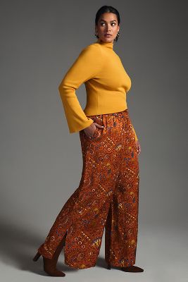 By Anthropologie Wide-leg Pull-on Pants In Orange