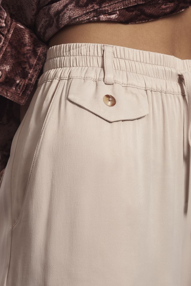 Maeve Straight-Leg Pull-On Silk Pants #3