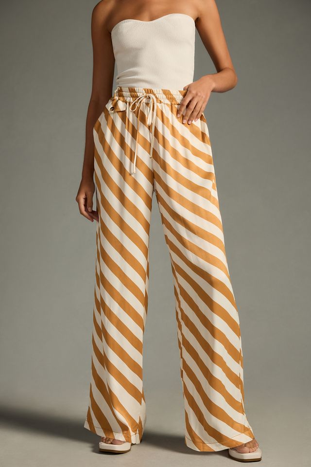 Maeve Straight-Leg Pull-On Silk Pants #1