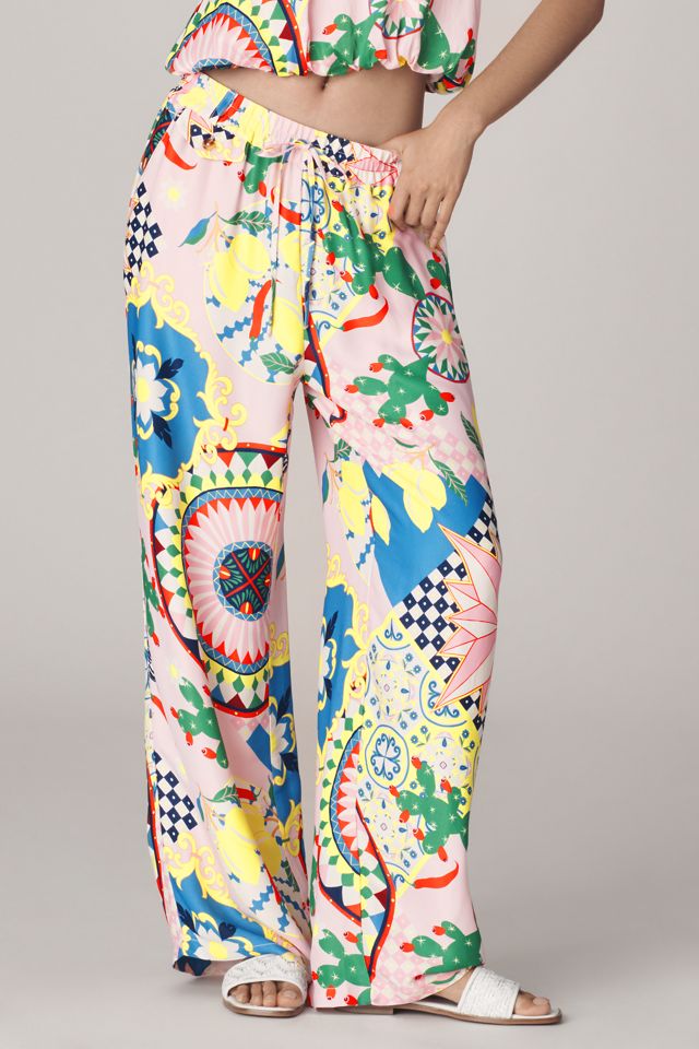 Maeve Straight-Leg Pull-On Silk Pants