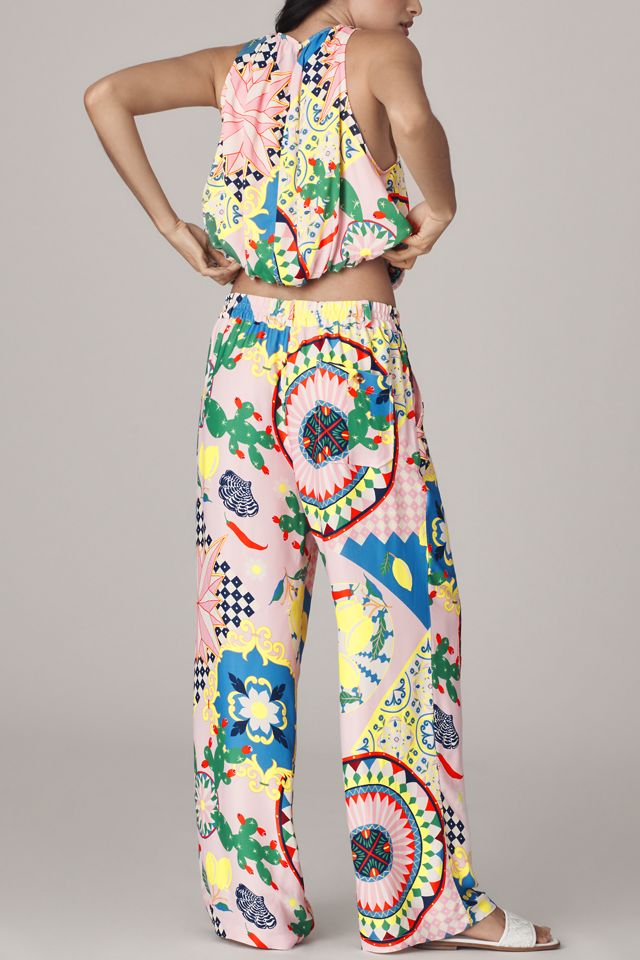 Maeve Straight-Leg Pull-On Silk Pants