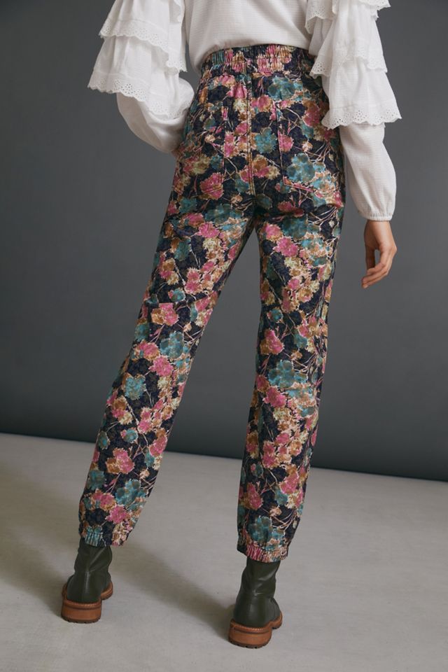 Anisa Floral Corduroy Joggers | Anthropologie