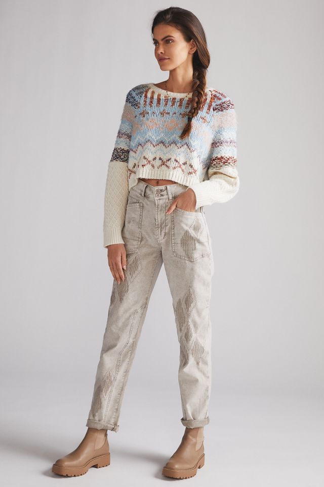 Pilcro The Wanderer Embroidered Utility Pants