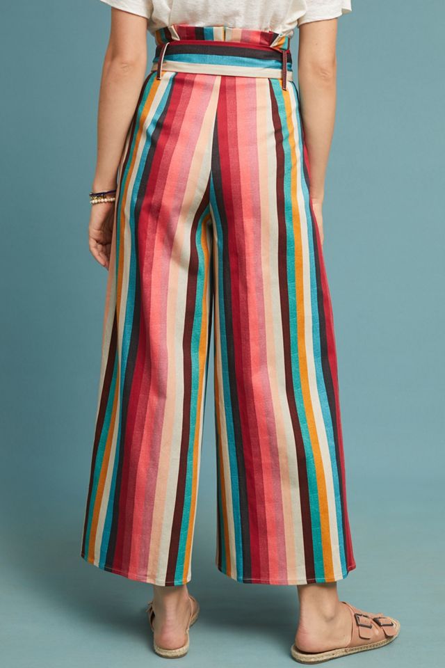 Striped Paperbag-Waisted Trousers #1