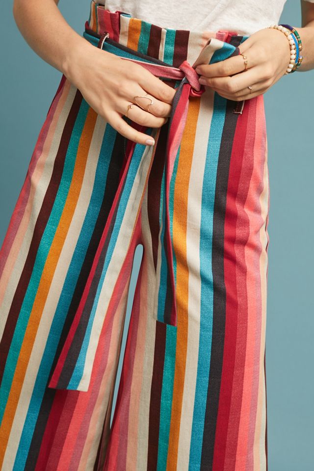 Striped Paperbag-Waisted Trousers #2