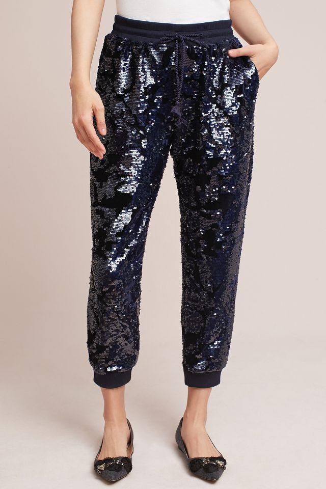 Sequined Velvet Joggers