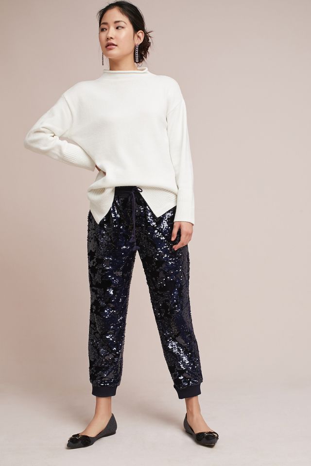 Anthropologie store sequin joggers