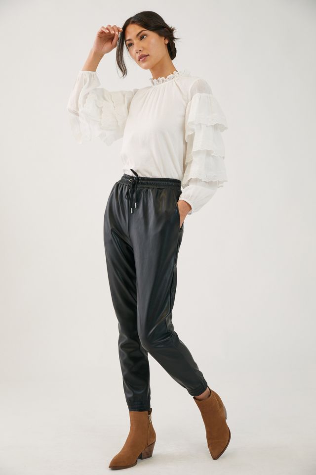 Anthropologie faux leather joggers new arrivals