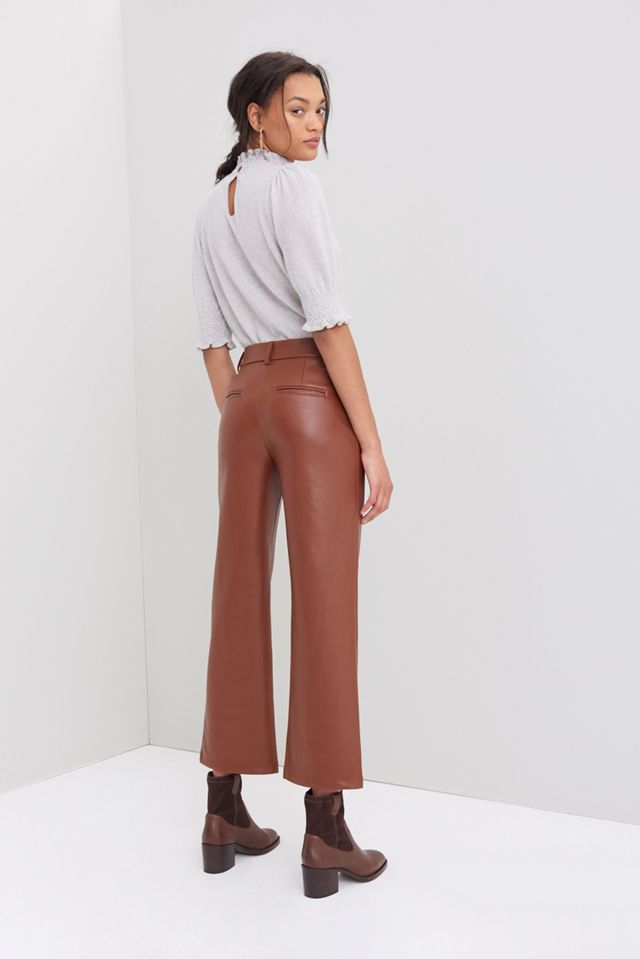 Angelike Faux Leather Cropped Wide-Leg Pants #1