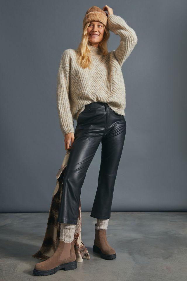 Jolene Leather Cropped Flare Trousers