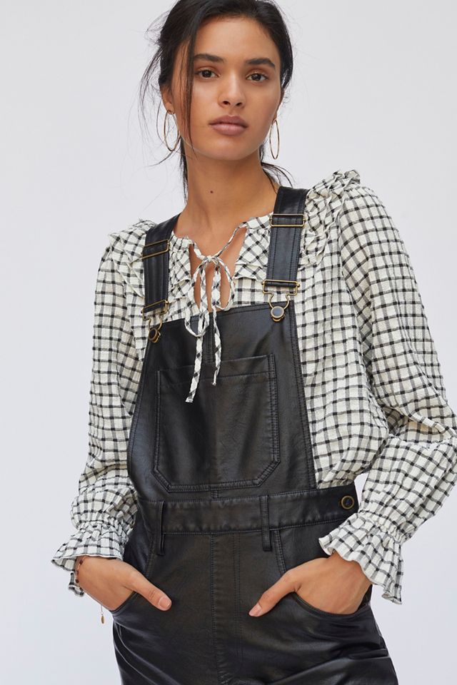 Faux Leather Overalls #1