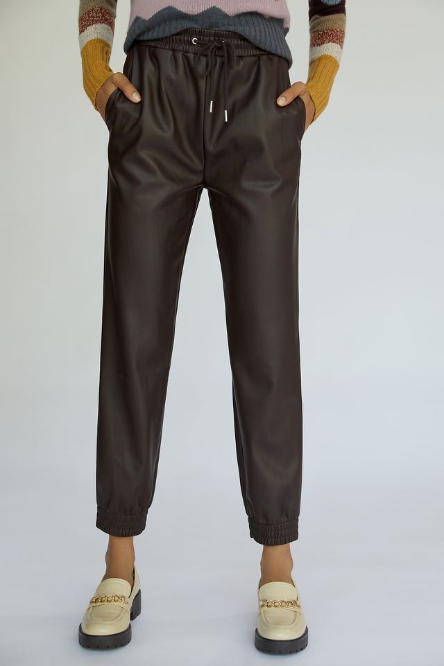 Anthropologie faux leather joggers new arrivals