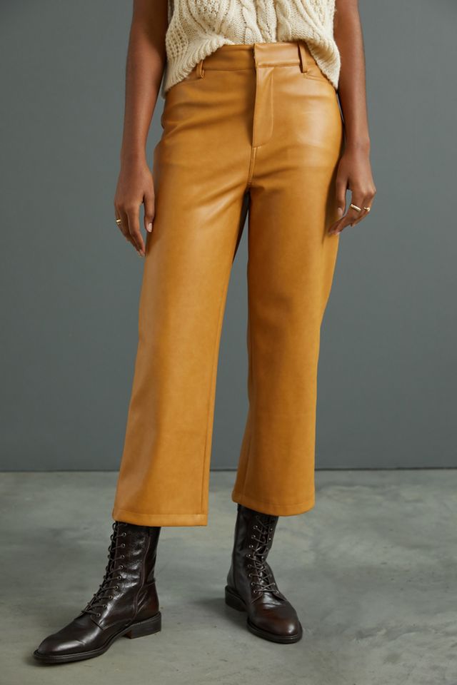 Faux Leather Cropped Wide-Leg Pants #2