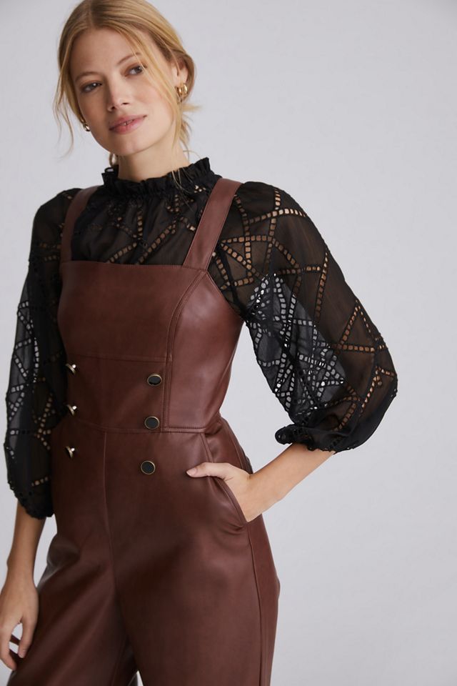 brown leather pinafore dress Burgundy Textured Midi Dress