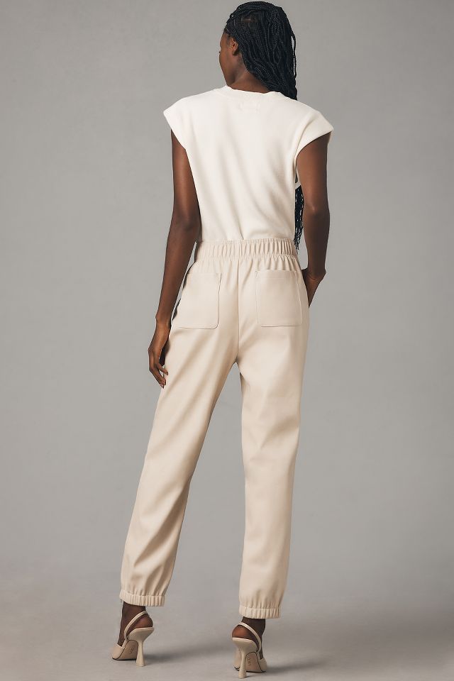 Anthropologie faux leather online joggers