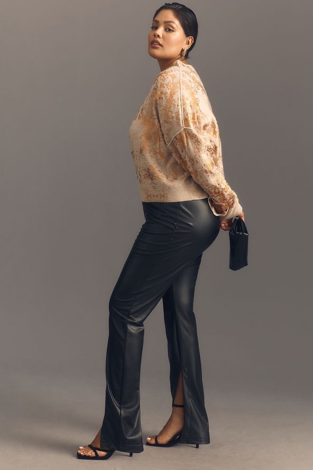 Avec Les Filles High-Waisted Faux Leather Slit Leggings #7