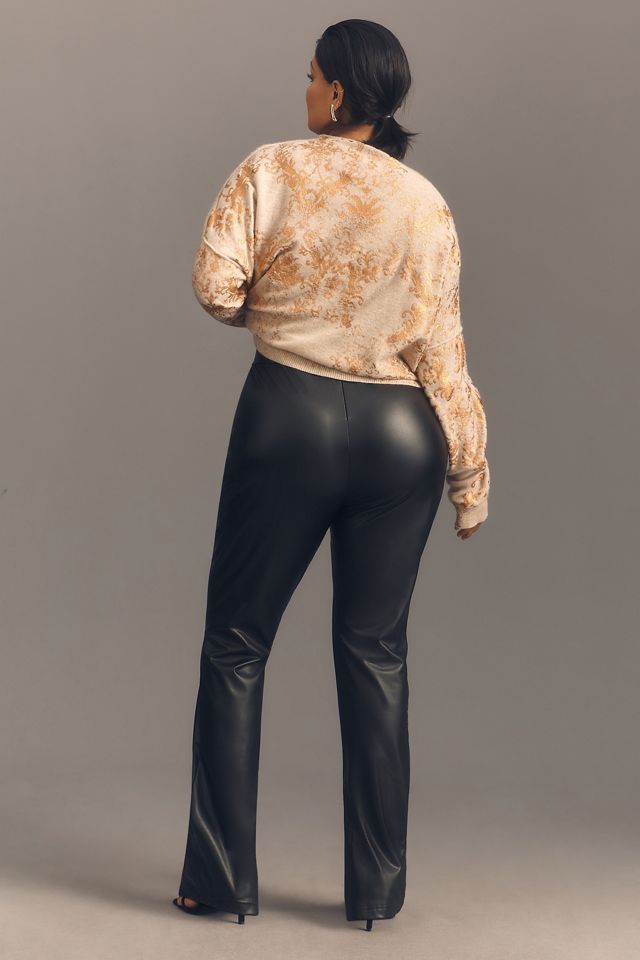 Avec Les Filles High-Waisted Faux Leather Slit Leggings #8