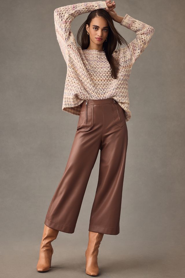 Avec Les Filles Double Zip Faux Leather Crop Pants | Anthropologie