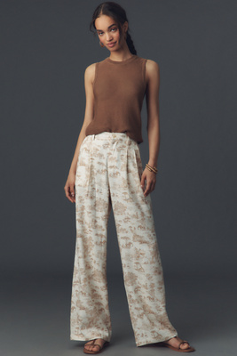Avec Les Filles Toile Linen Blend Wide-leg Pants In Beige