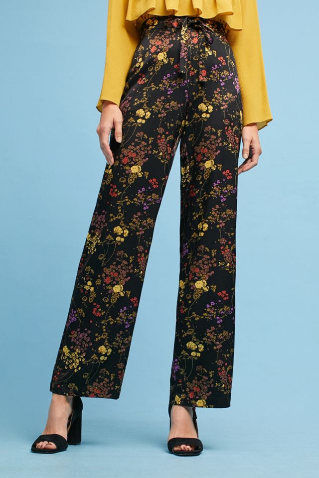 Pantalon taille haute à fleurs Orla, noir #2